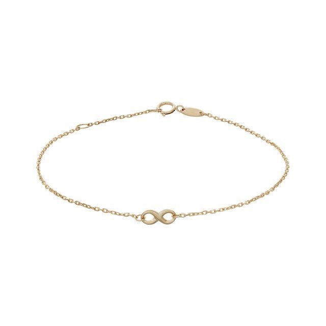 Siersbøl armbånd i 8 karat guld med evighedssymbol 17–19 cm – justerbart gyldent armbånd med evighedsvedhæng.